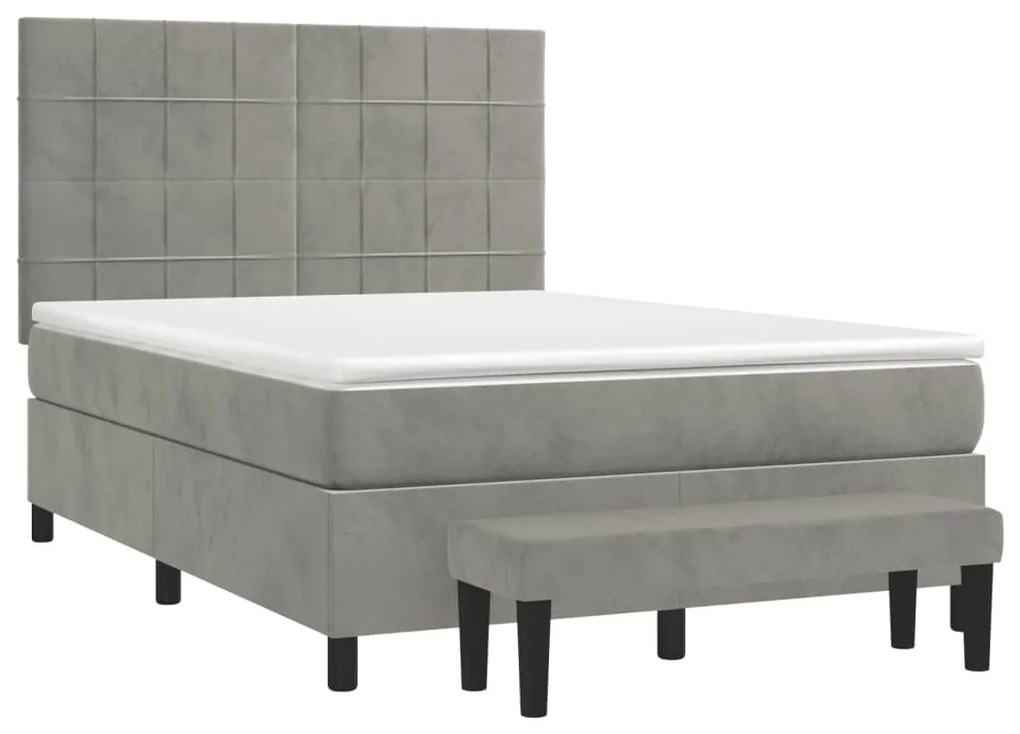 ΚΡΕΒΑΤΙ BOXSPRING ΜΕ ΣΤΡΩΜΑ ΑΝΟΙΧΤΟ ΓΚΡΙ 140X200 ΕΚ. ΒΕΛΟΥΔΙΝΟ 3137845