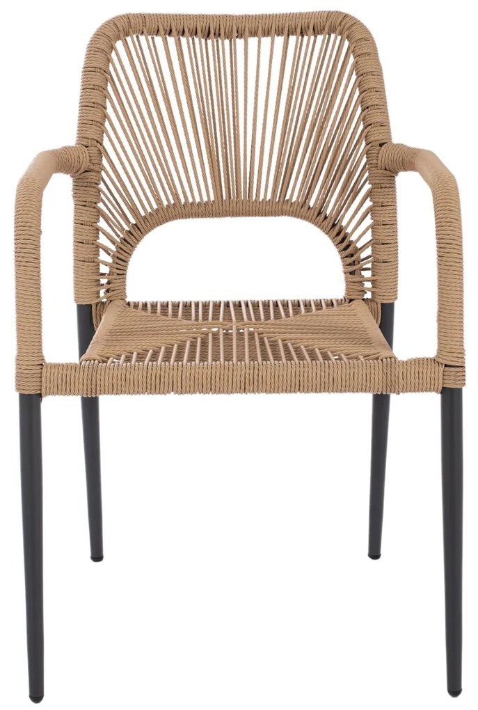 Καρέκλα - Πολυθρόνα NOJO C5771.02 Γκρί Αλουμινίου με P.E. Twist Rattan Μπέζ 55x63x82 εκ. 55x63x82 εκ.