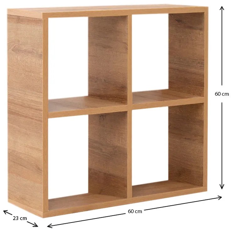 Βιβλιοθήκη Cube Megapap από μελαμίνη χρώμα pine oak 60x23x60εκ.