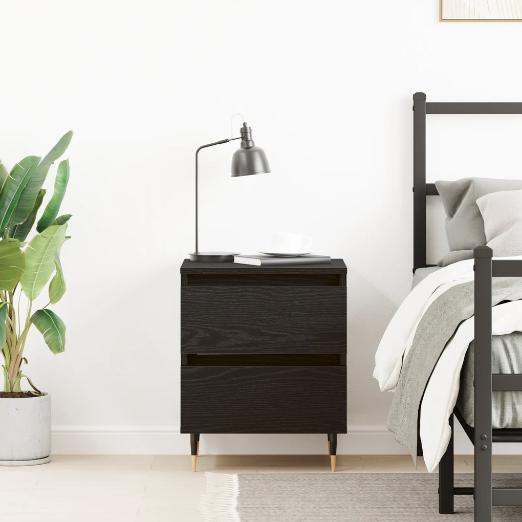 vidaXL Κομοδίνο Μαύρο Δρυς 40x35x50 εκ. Κατασκευασμένο ξύλο