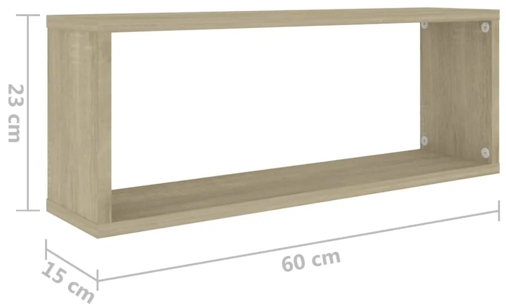 Ράφια Κύβοι Τοίχου 2 τεμ. Sonoma Δρυς 60x15x23 εκ. Επεξ. Ξύλο - Καφέ