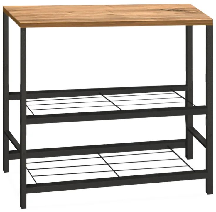 Τραπεζάκι βοηθητικό για φουρνάκι Mulligan Megapap μεταλλικό - μελαμίνης χρώμα μαύρο - pine oak 80x40x80εκ.