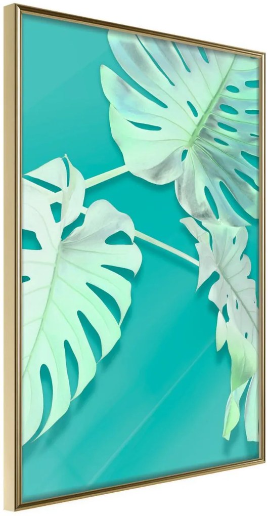 Αφίσα - Teal Monstera - 40x60 - Χρυσό - Χωρίς πασπαρτού