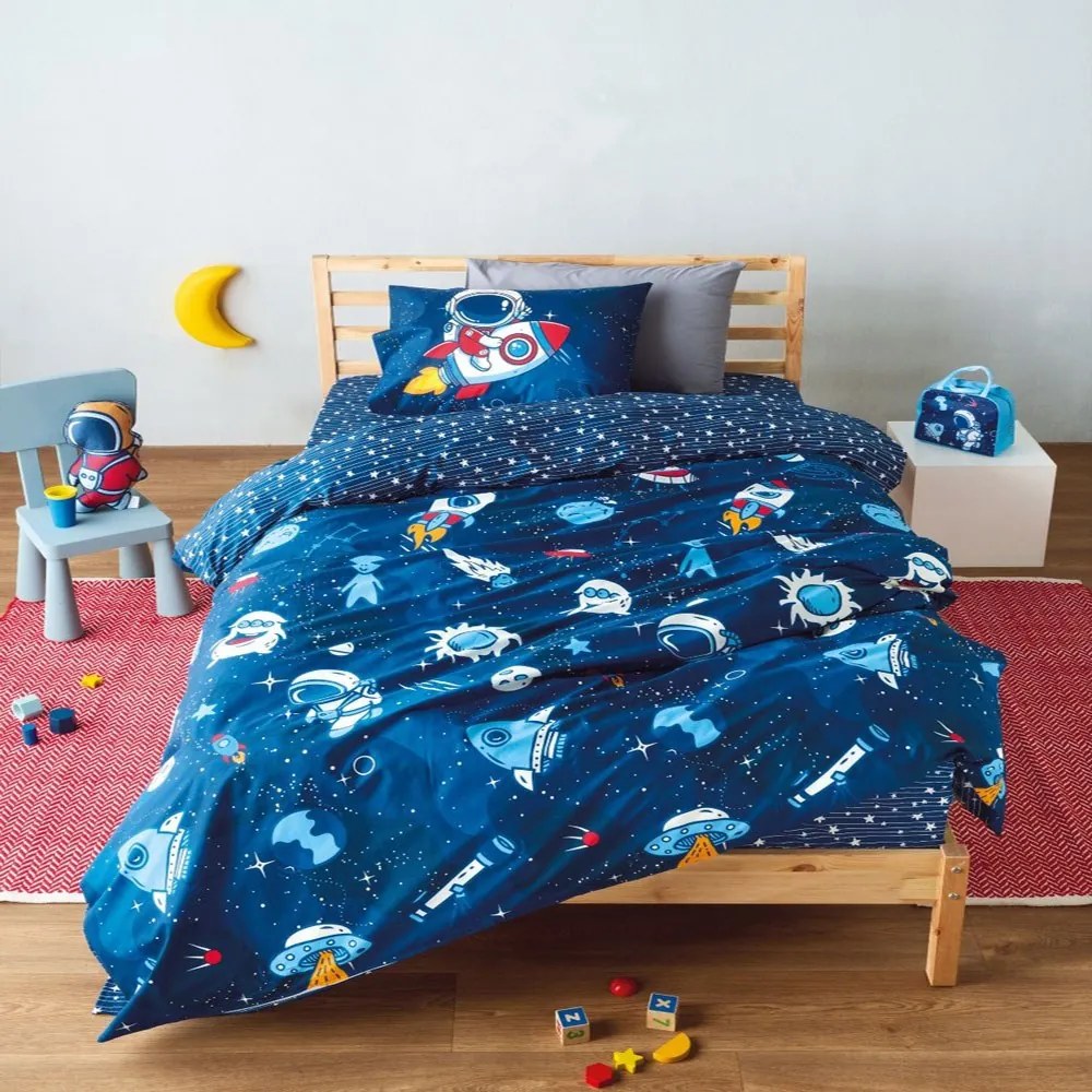 Σεντόνια Παιδικά Sirius (Σετ 3τμχ) Blue-Multi Kentia Μονό 160x270cm 100% Βαμβάκι