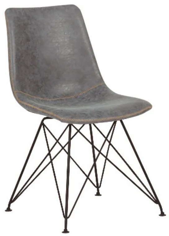 PANTON Καρέκλα Μέταλλο Βαφή Μαύρη, PU Vintage Grey