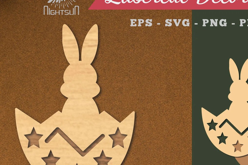 Σετ των 2 Intra απο ξύλο plywood 3mm-4mm πάχος Διακόσμηση λαγουδάκι με λέιζερ με αυγά 3 Δίασταση 15x15 cm INTRAFABR-119432346