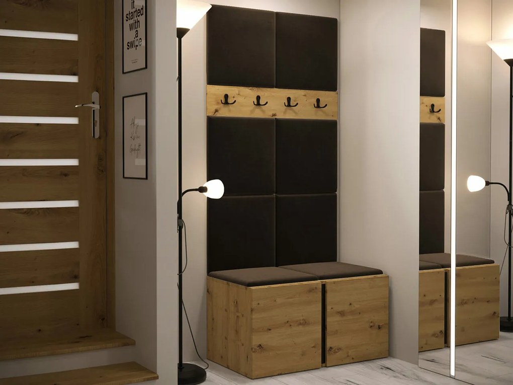 Σετ διαδρόμου Hartford 267, 186x84x46cm, 27 kg, Artisan βελανιδιά, Καφέ, Πλαστικοποιημένη μοριοσανίδα, Ταπισερί, Εντοιχισμένη, Τοίχου | Epipla1.gr