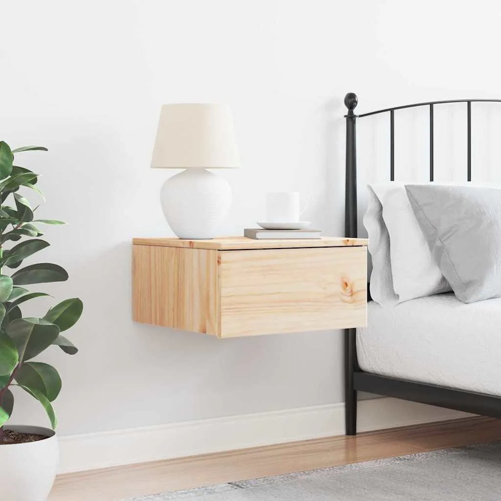 vidaXL Κομοδίνο με συρτάρι Καφέ 37 x 35 x 18.5 εκ Μασίφ ξύλο πεύκου