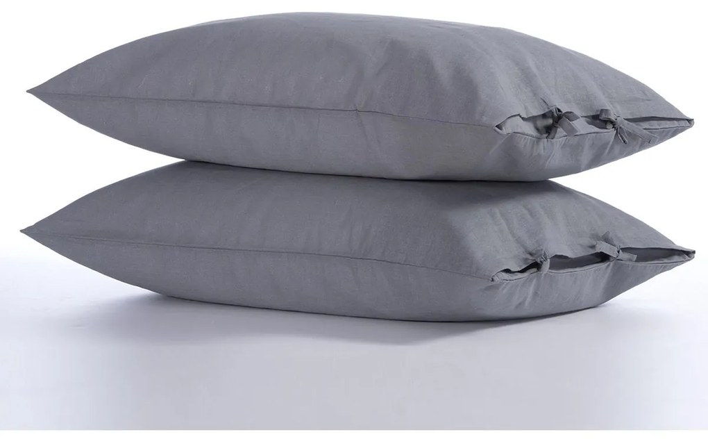 Ζεύγος Μαξιλαροθήκες (52x72) Nef-Nef Homeware Cotton Linen Γκρι