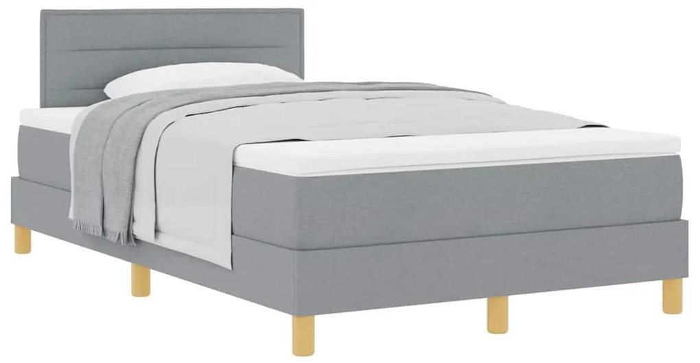 vidaXL Κρεβάτι box spring με στρώμα Ανοιχτό γκρι 120 x 200 cm ύφασμα