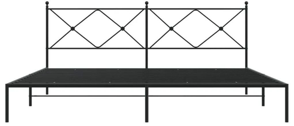 Πλαίσιο Κρεβατιού με Κεφαλάρι Μαύρο 193 x 203 εκ. Μεταλλικό - Μαύρο