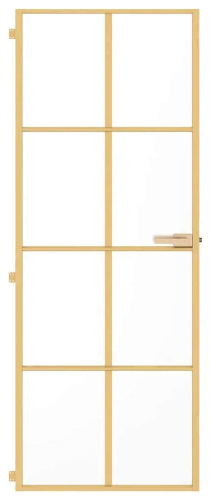vidaXL Εσωτερική Πόρτα Χρυσή 76 x 201,5 εκ. Ψημένο Γυαλί & Αλουμίνιο