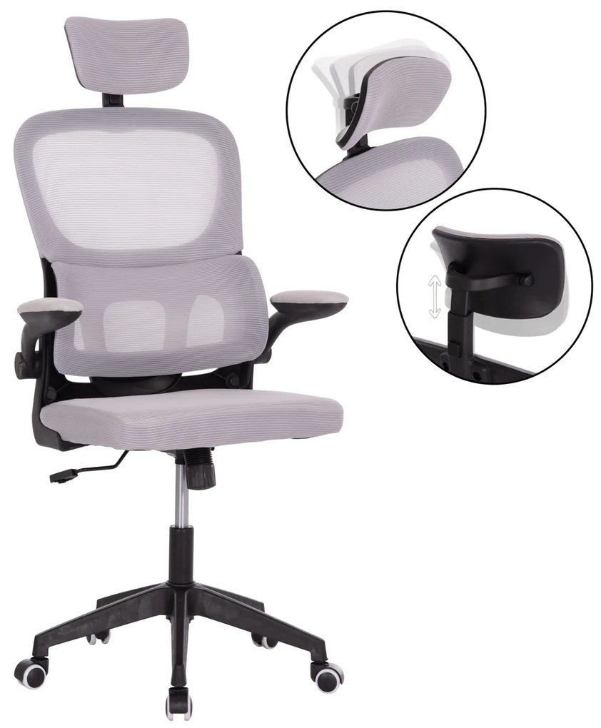 ΚΑΡΕΚΛΑ ΓΡΑΦΕΙΟΥ BASTON HM18236.02 ΓΚΡΙ MESH &amp; ΜΑΥΡΟ PP ΣΚΕΛΕΤΟΣ 64x60x127Υεκ.