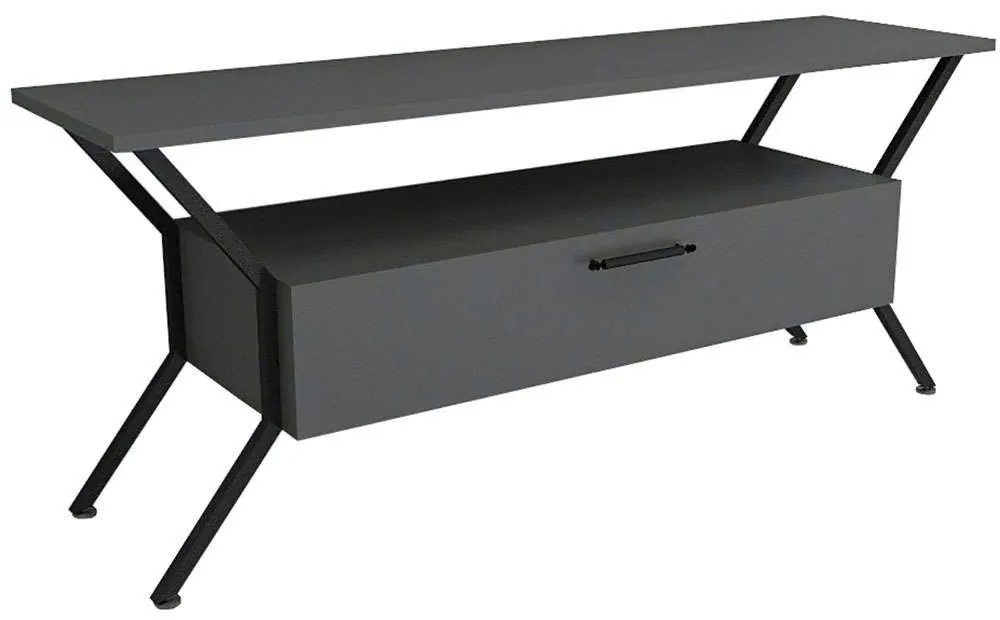Έπιπλο Τηλεόρασης Tarz 854KLN3078 125x35x54cm Anthracite-Black