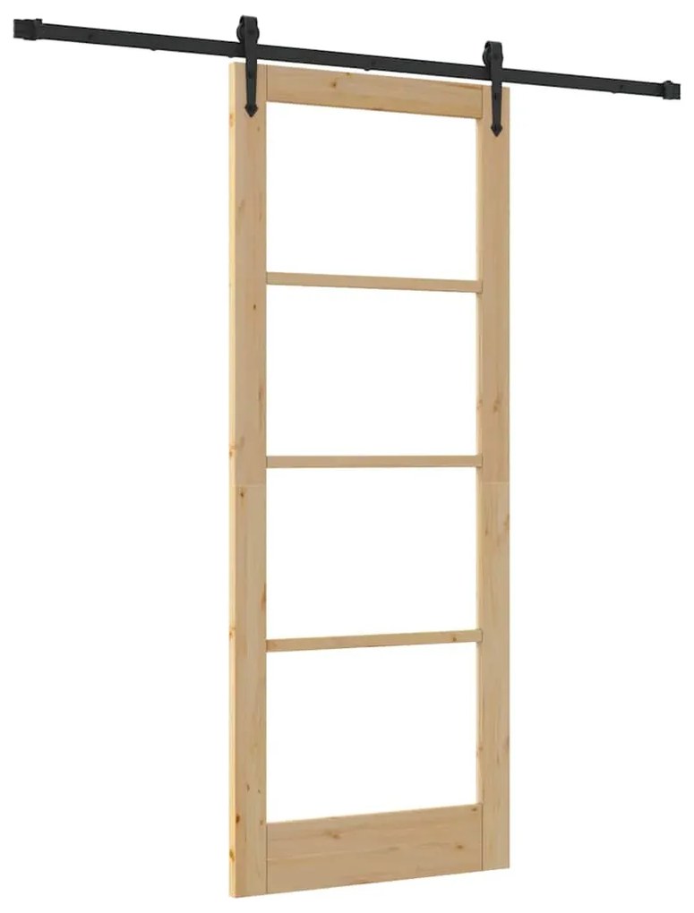 vidaXL Συρόμενη Πόρτα Φυσικό και Μαύρο 83 x 211 εκ.