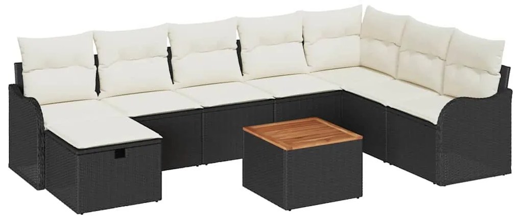 vidaXL Σετ Καναπέ Κήπου με μαξιλάρι 9 pcs Μαύρο Πολυ ράταν