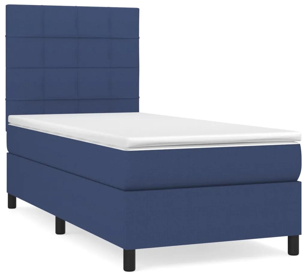 vidaXL Κρεβάτι Boxspring με Στρώμα Μπλε 80x200 εκ. Υφασμάτινο