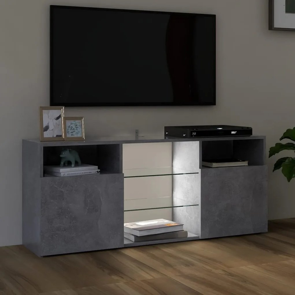 vidaXL Έπιπλο Τηλεόρασης με LED Γκρι Σκυροδέματος 120 x 30 x 50 εκ.
