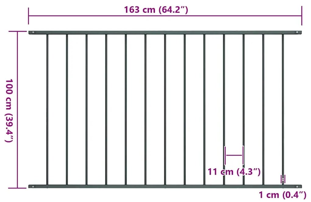 vidaXL Πάνελ Περίφραξης Ανθρακί 1,7x1 μ. Ατσάλι με Ηλεκτροστατική Βαφή