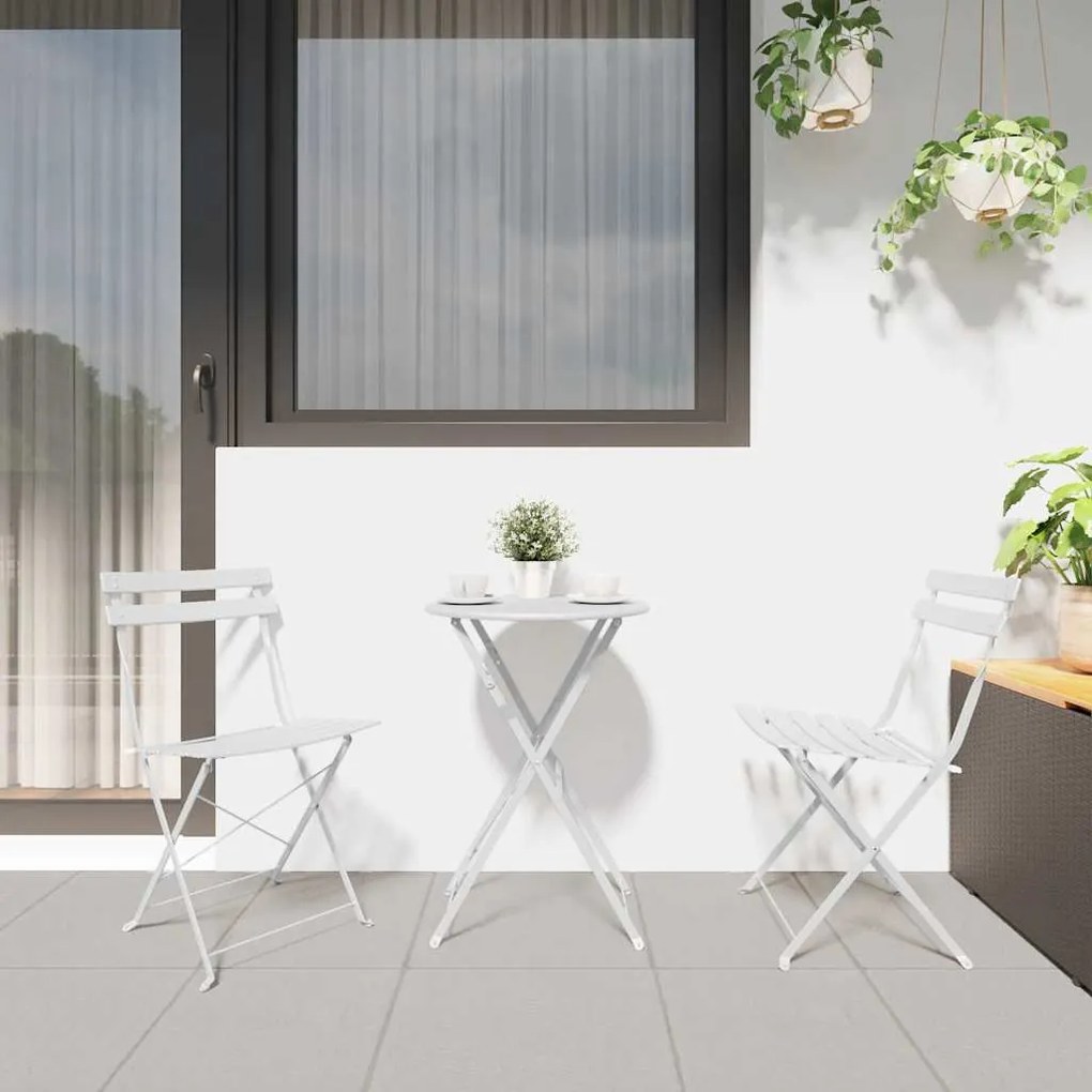 vidaXL Πτυσσόμενη Καρέκλα Κήπου 2 pcs Λευκό 42 x 46 x 82εκ Ατσάλι