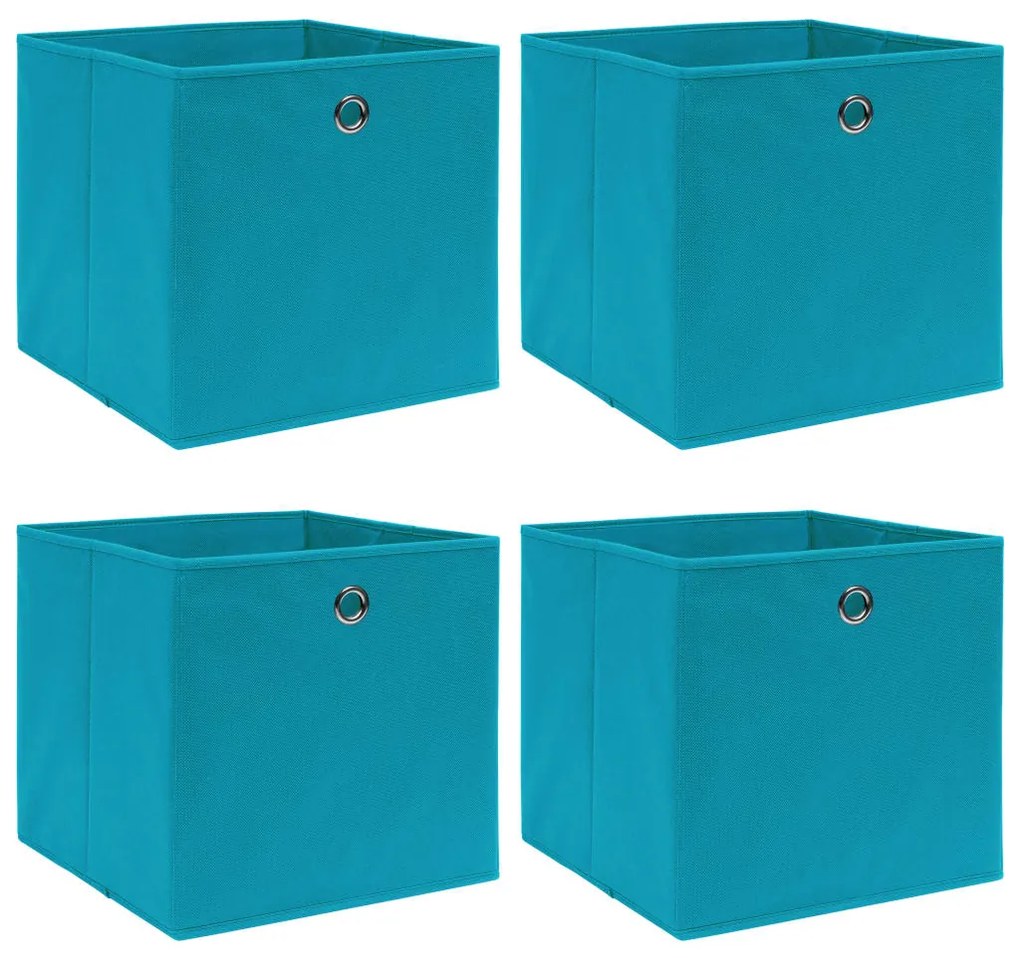 vidaXL Κουτιά Αποθήκευσης 4 τεμ. Γαλάζια 32 x 32 x 32 εκ. Υφασμάτινα
