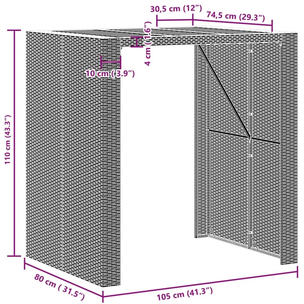 ΤΡΑΠΕΖΙ ΚΗΠΟΥ ΕΠΙΦΑΝΕΙΑ ΑΚΑΚΙΑΣ ΓΚΡΙ 105X80X110 ΕΚ. ΣΥΝΘ. ΡΑΤΑΝ 368697