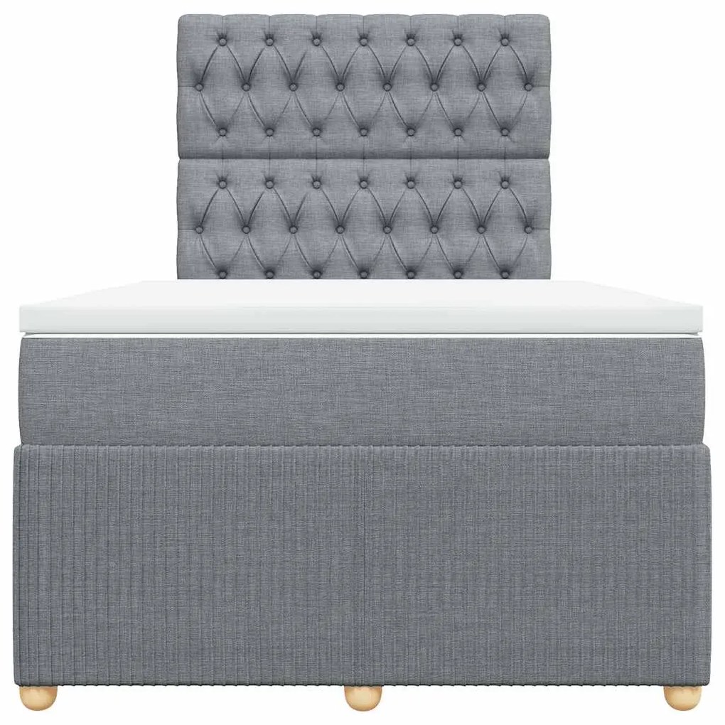 vidaXL Κρεβάτι Boxspring με Στρώμα Ανοιχτό Γκρι 120x190 εκ. Υφασμάτινο