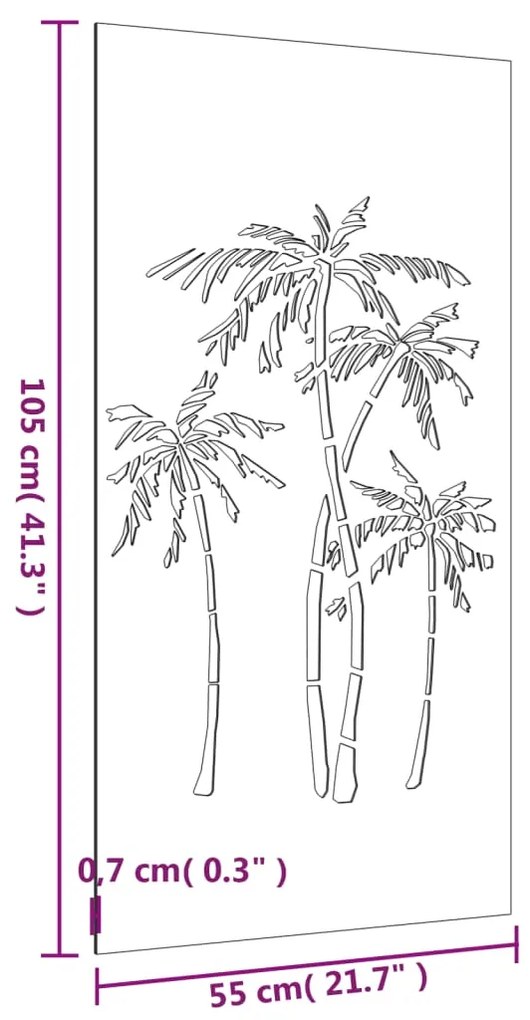 Διακοσμητικό Κήπου Σχέδιο Φοίνικας 105x55 εκ. Ατσάλι Corten - Καφέ