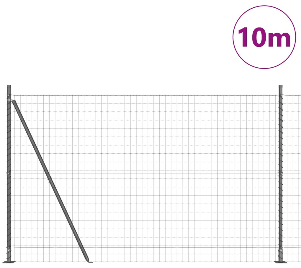 vidaXL Euro Fence με 7 Πόδια με Φλάντζα 1.4x10 μ Γαλβανισμένο Ατσάλι