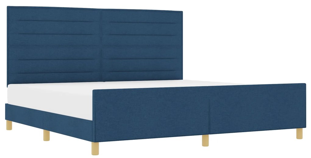 vidaXL Σκελετός Κρεβατιού με κεφαλάρι Μπλε 200 x 200 cm ύφασμα
