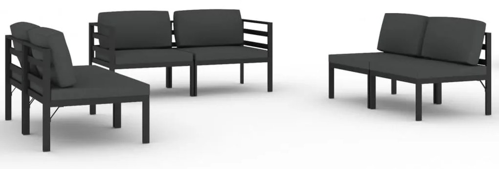 vidaXL Σαλόνι Κήπου 6Τεμαχίων Ανθρακί Αλουμινίου με Μαξιλάρια