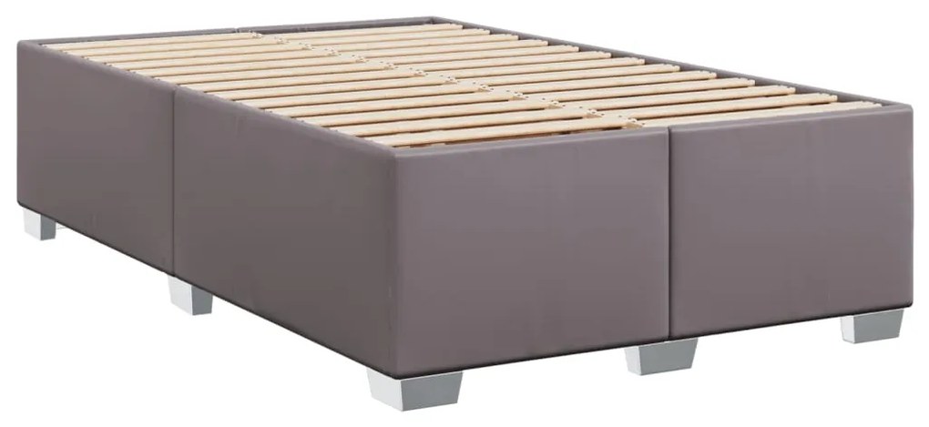 vidaXL Κρεβάτι Boxspring με Στρώμα Γκρι 120x200εκ. από Συνθετικό Δέρμα