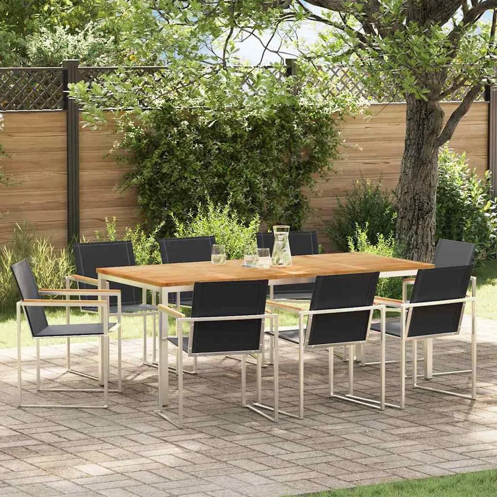vidaXL Σετ Γευμάτων 9 Τεμαχίων από Μασίφ Ξύλο Teak