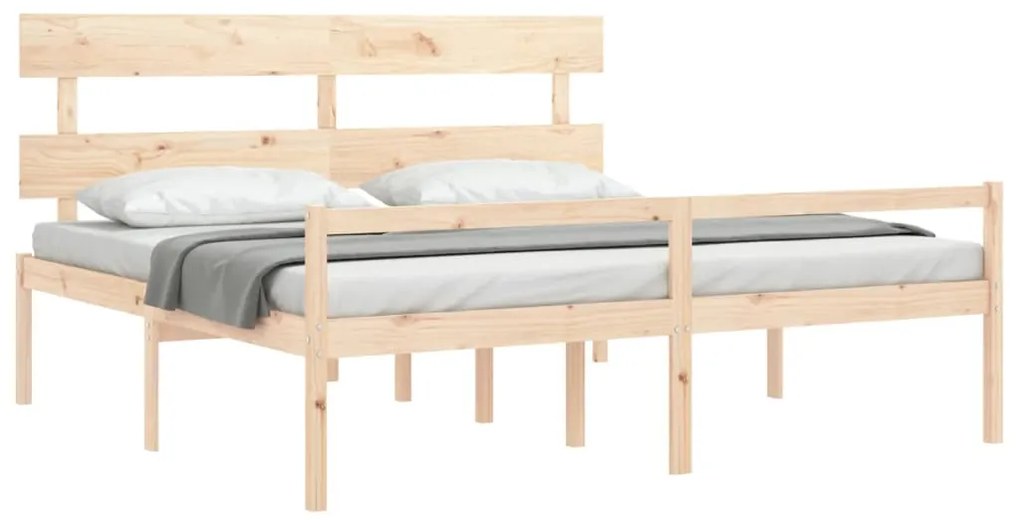 vidaXL Κρεβάτι Ηλικιωμένου με Κεφαλάρι Μασίφ Ξύλο Super King Size