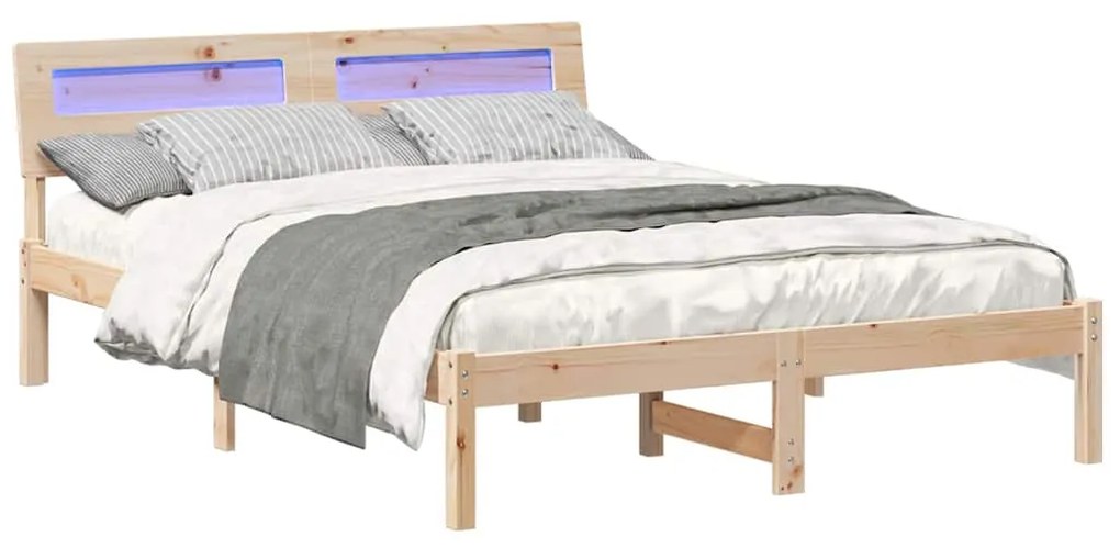 vidaXL Σκελετός Κρεβατιού Καφέ 135 x 190 cm Μασίφ ξύλο πεύκου