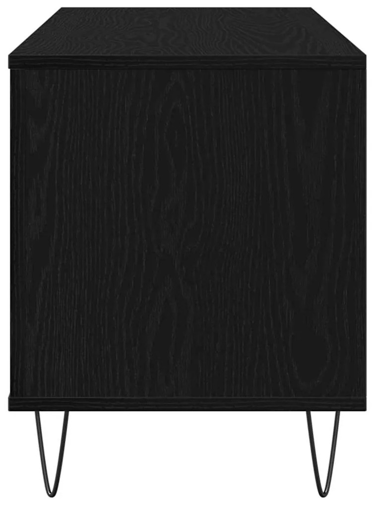 vidaXL Ντουλάπι δίσκων βινυλίου με ράφι Μαύρη Οξυά 100 x 38 x 48 εκ.