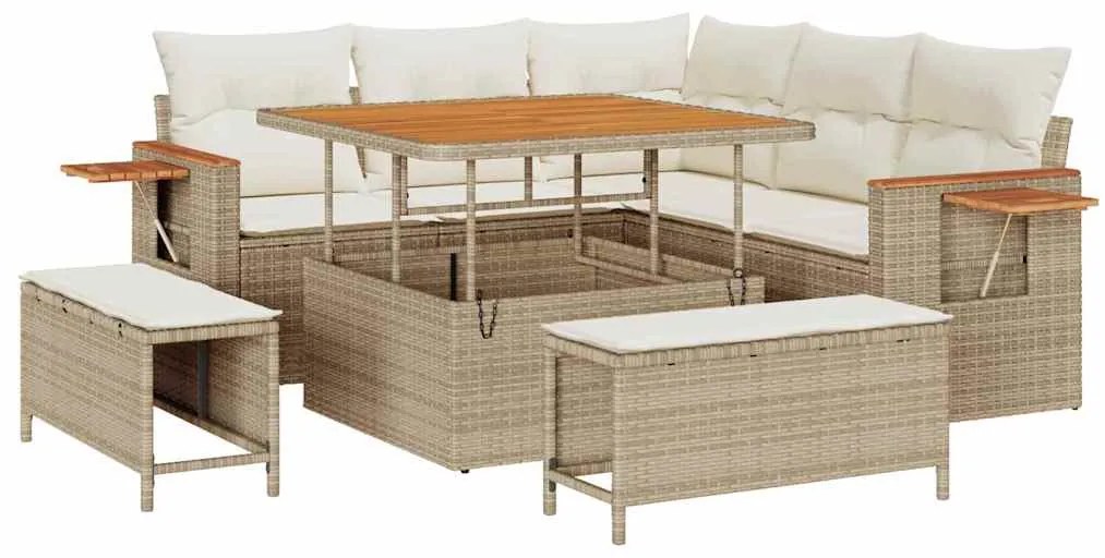 vidaXL Σετ Καναπέ Κήπου με μαξιλάρι 8 pcs μπεζ και κρεμ