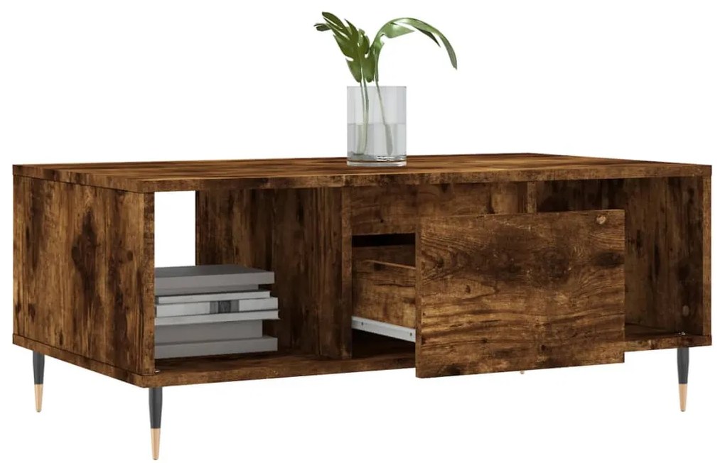 vidaXL Τραπεζάκι Σαλονιού Καπνιστή Δρυς 90x50x36,5 εκ. Επεξεργ. Ξύλο