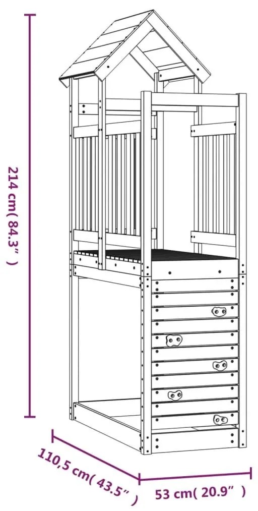 Πύργος με Τοίχο Αναρρίχησης 53x110,5x214 εκ. Εμποτ. Ξύλο Πεύκου - Καφέ