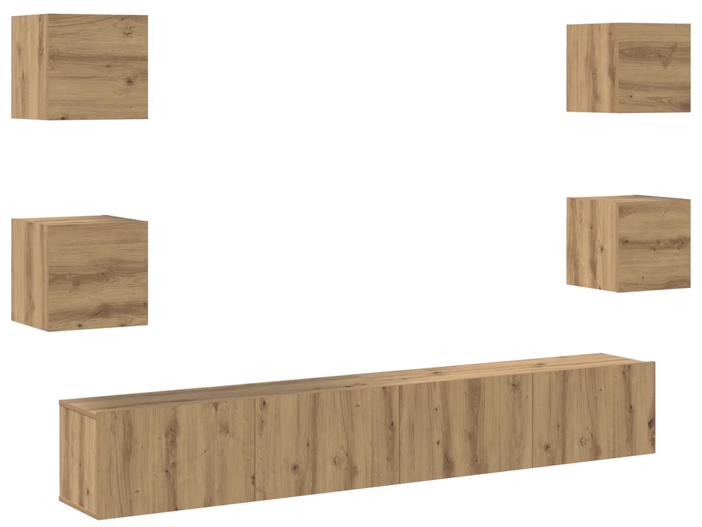 vidaXL Σετ επίπλου τηλεόρασης 6 pcs Καφέ 200 x 30 x 30 cm Μοριοσανίδα