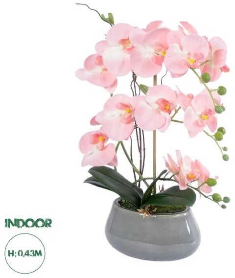 Artificial Garden SALMON PINK ORCHID 21122 Διακοσμητικό Φυτό Ροζ-Πορτοκαλί Ορχιδέα Υ43cm Globostar 21122 Πορτοκαλί