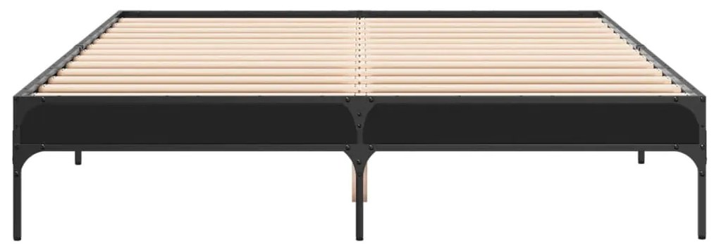 vidaXL Πλαίσιο Κρεβατιού Μαύρο 140x200 εκ. Επεξεργ. Ξύλο και Μέταλλο
