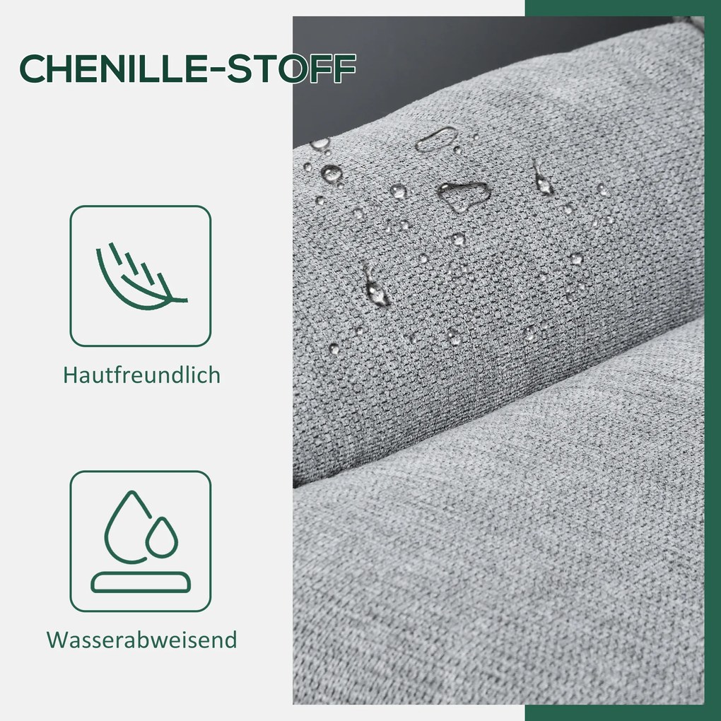 Περιστρεφόμενη πολυθρόνα HOMCOM, περιστροφή 360 μοιρών, ύφασμα chenille, ενσωματωμένα μπράτσα, ατσάλινα πόδια, Γκρι, Μαύρο