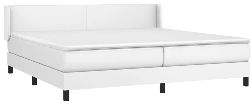 vidaXL Κρεβάτι Boxspring με Στρώμα Λευκό 200x200 εκ. Συνθετικό Δέρμα