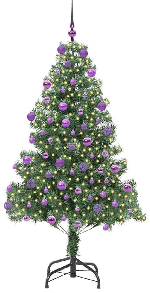 vidaXL Χριστουγεννιάτικο Δέντρο με 300 LED με βάση Πράσινο 180 cm PVC