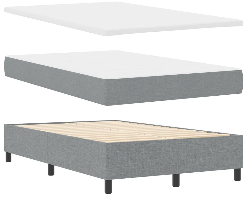 vidaXL Κρεβάτι με Στρώμα & Πάγκο Ανοιχτού Γκρι 120x200 εκ. Υφάσματος