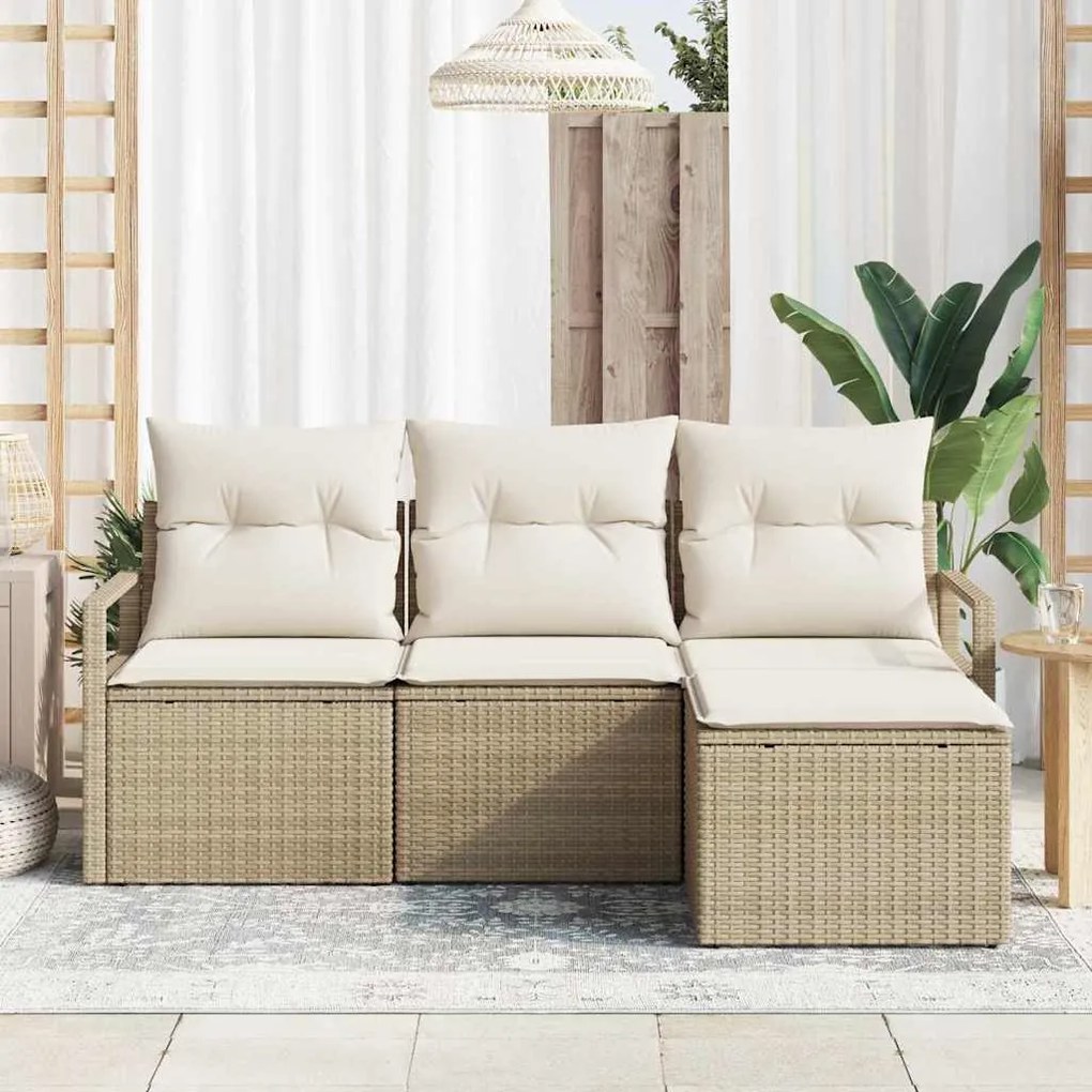 vidaXL Σετ Καναπέ Κήπου 4 pcs Μπεζ, Κρέμα Πολυ rattan, βαμμένο ατσάλι