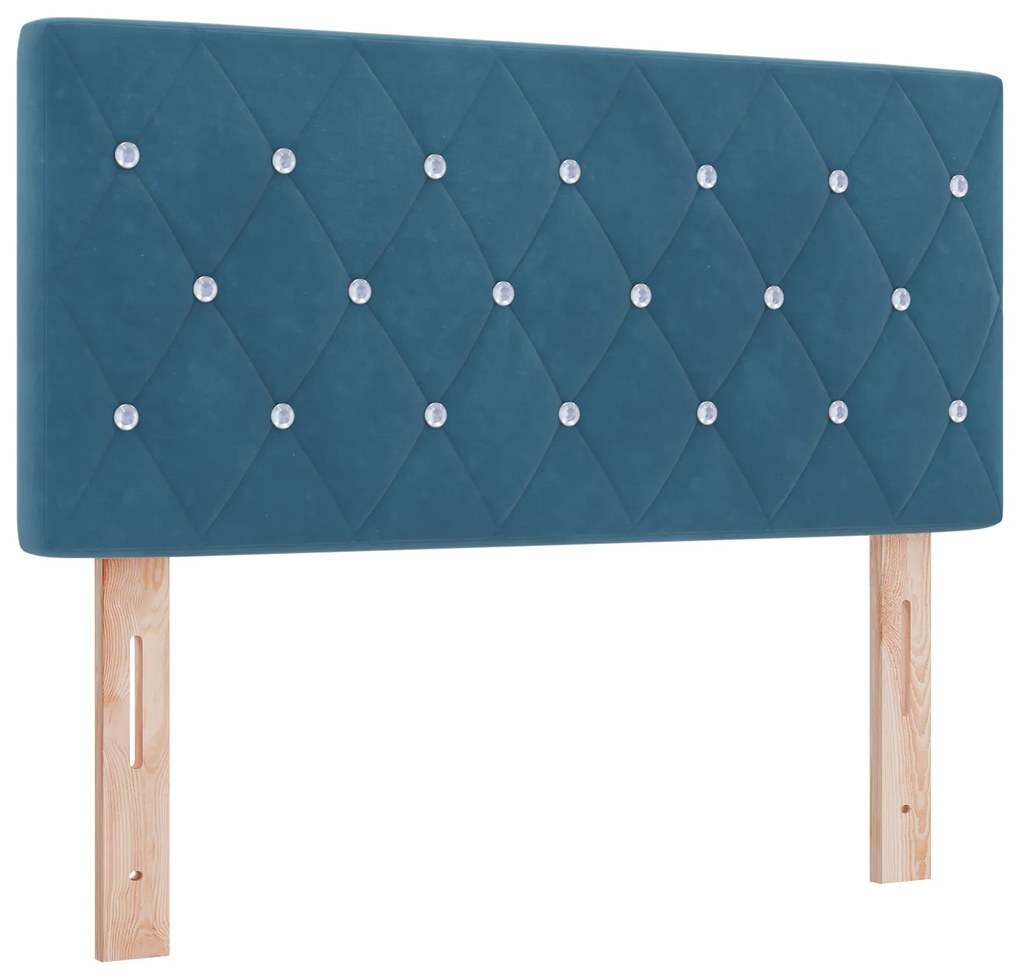 vidaXL κρεβάτι Box Spring με στρώμα Σκούρο Μπλε 90x190 εκ Βελούδο