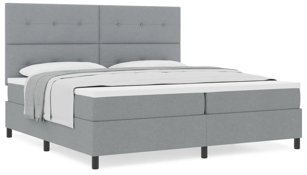 vidaXL Κρεβάτι Box Spring με Στρώμα Γκρι 200x200 εκ. Υφάσματος
