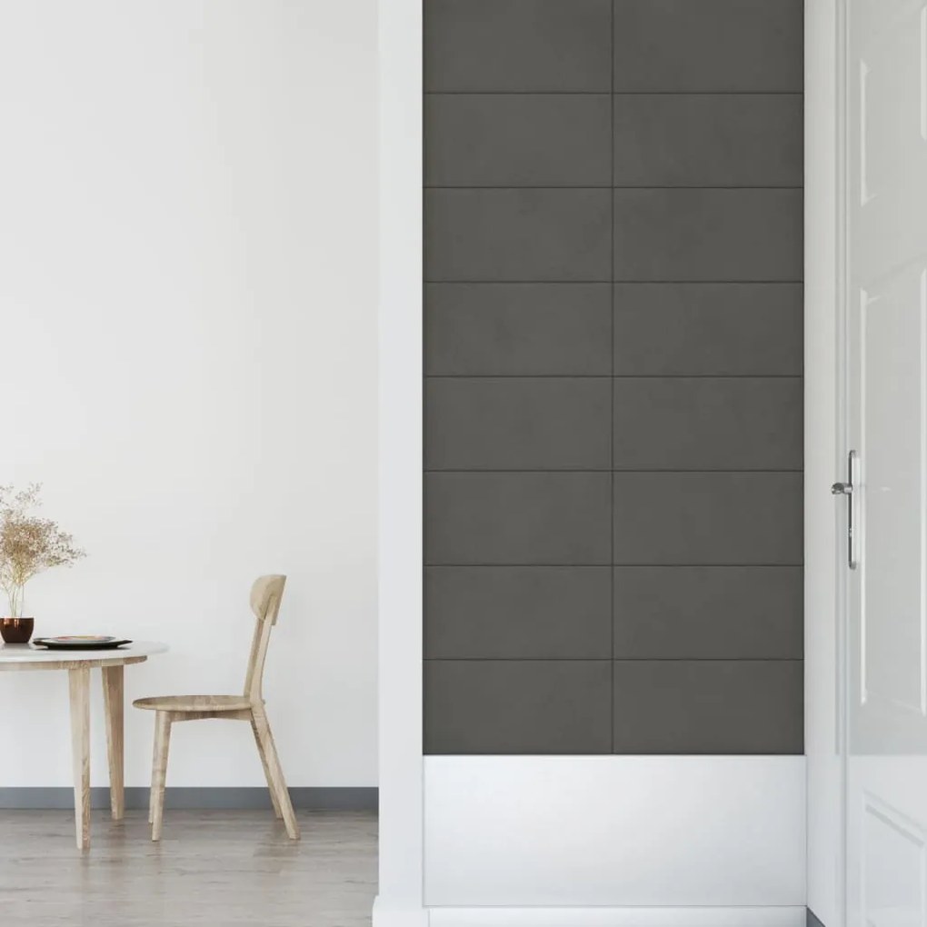 vidaXL Πάνελ Τοίχου 12 τεμ. Σκούρο Γκρι 60x30 εκ. 2,16 μ² Βελούδο